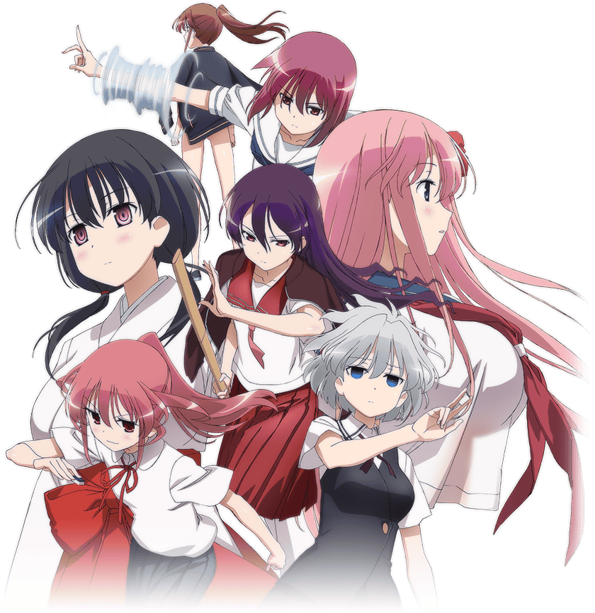 麻雀アニメ『咲-Saki-』に登場する女子高校生キャラクターたちの集合イラスト