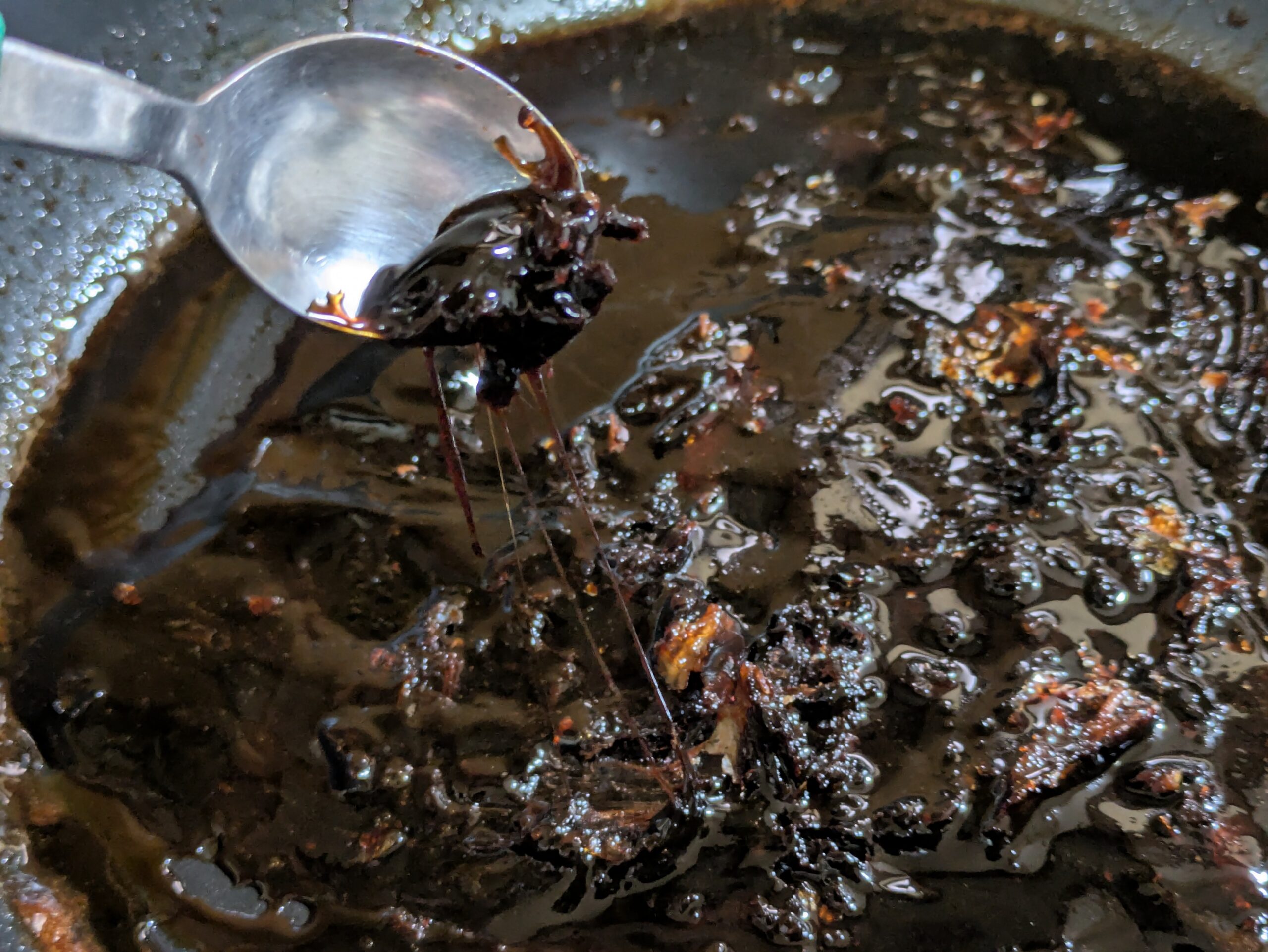 甘露煮を作った煮汁が水あめのような粘度でどろどろしていた