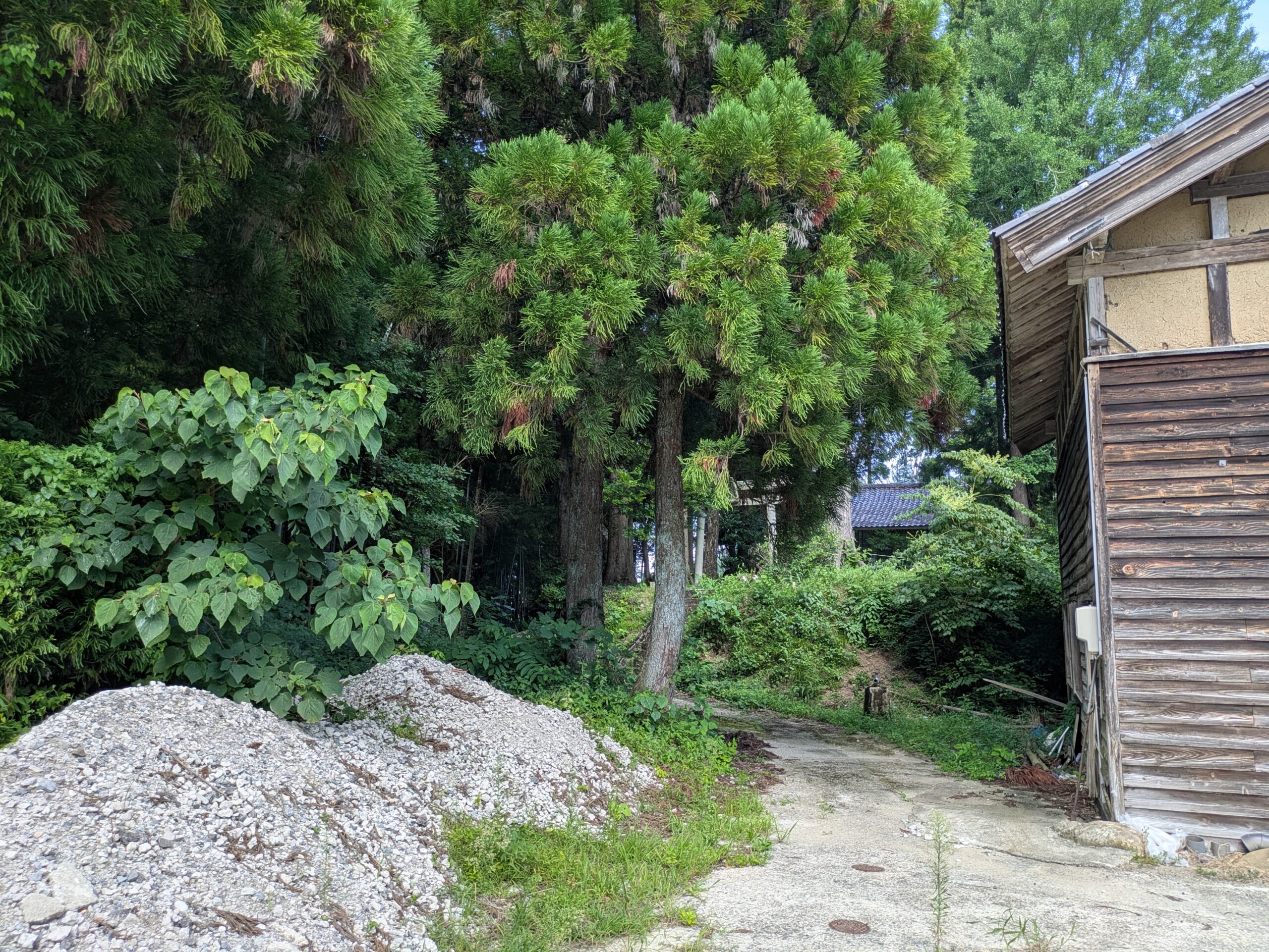 倉ケ嶽町の白山神社へ続く入口と建物横の道