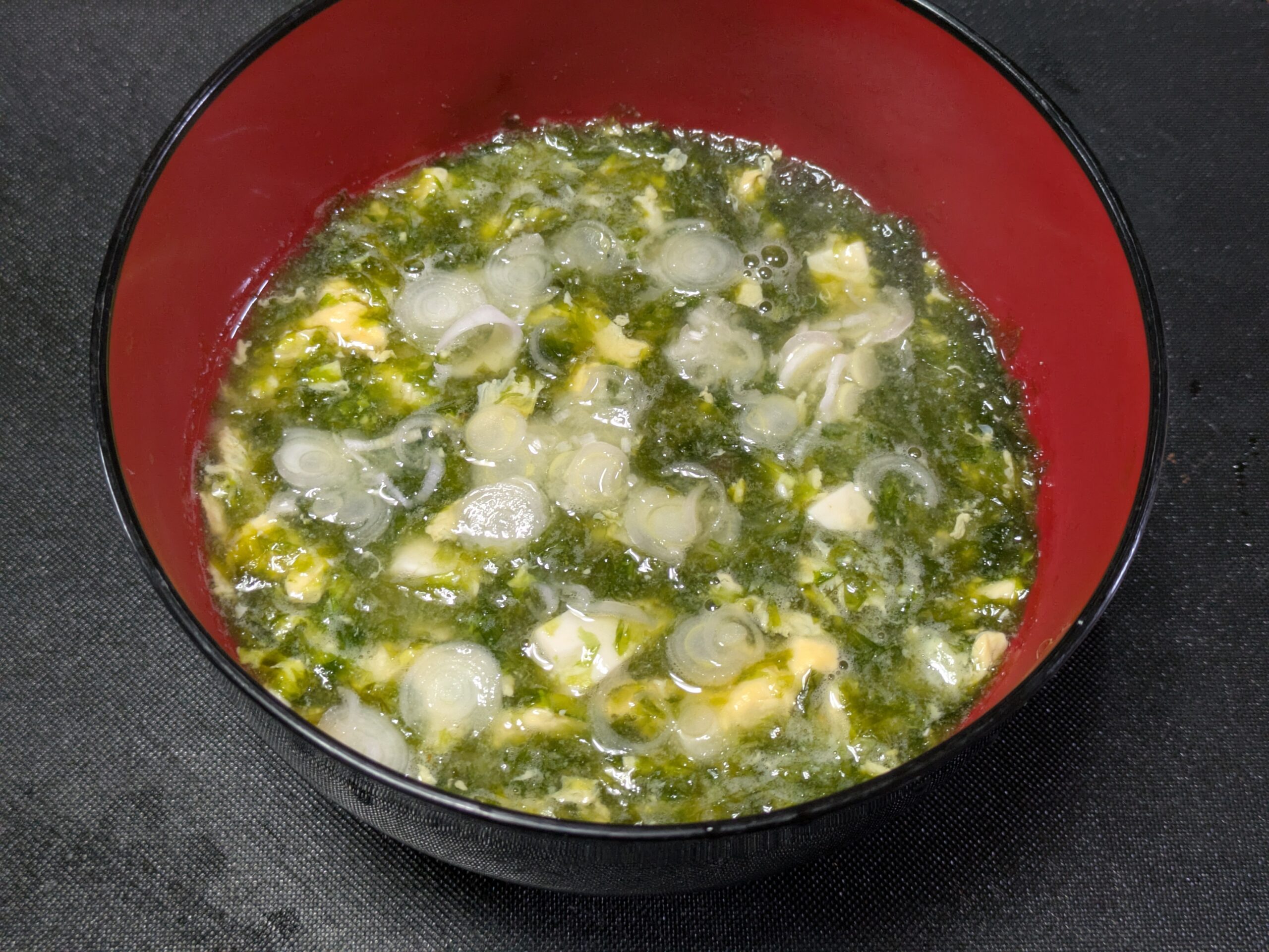 青さ120gと豆腐と卵と長ネギを使って作った青さスープ