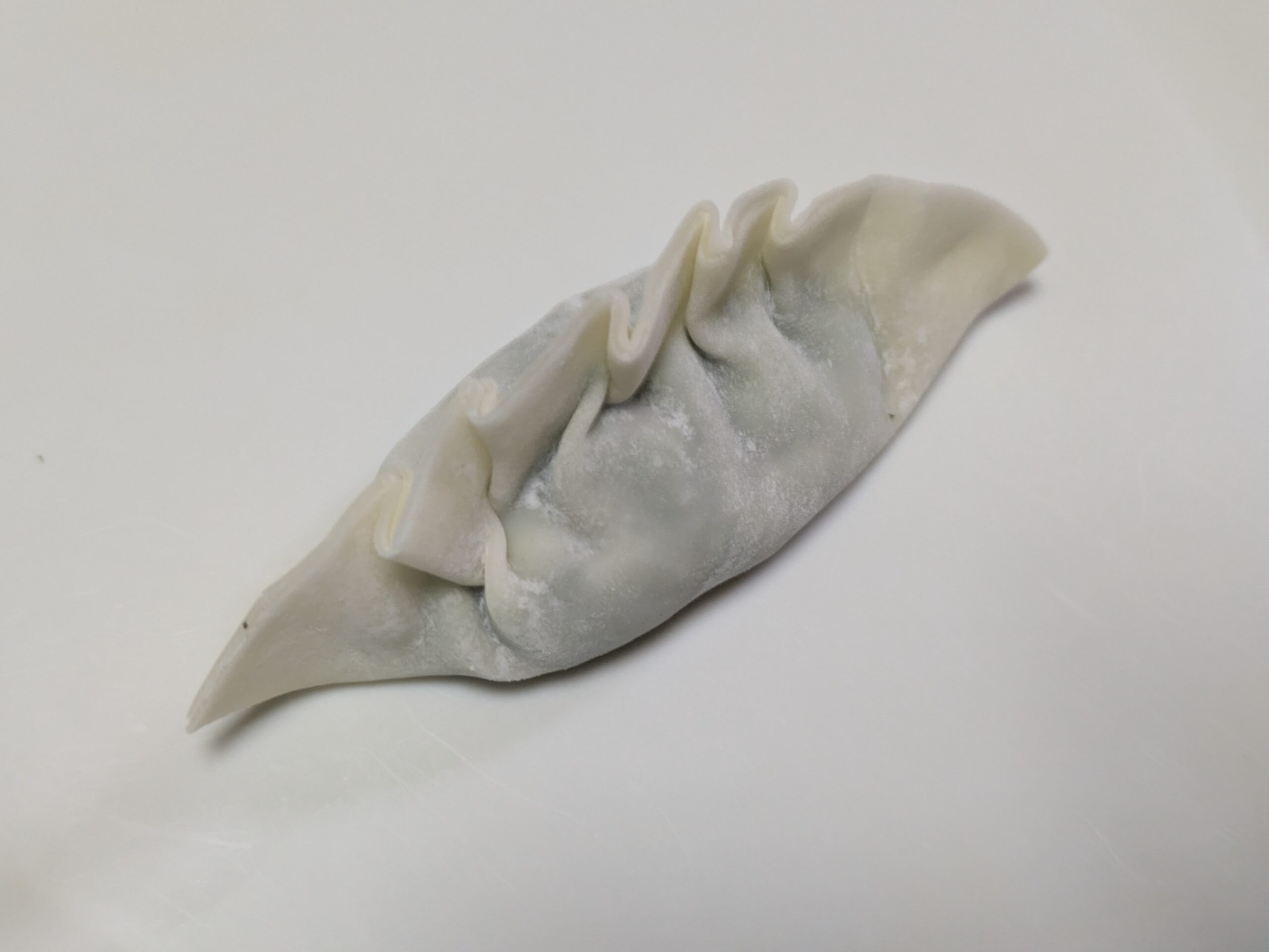 しらすとニラの具を包んだ手作り餃子